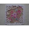 Cartões de presente de saudação de papel de arte de qualidade com a janela esculpida flor para o dia das mães